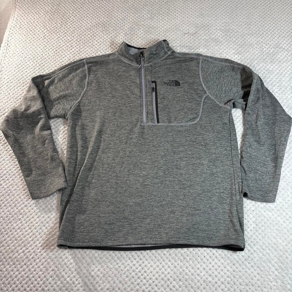 The North Face Mens Gray Heather Quarter Zip Pullover Sweatshirt Large